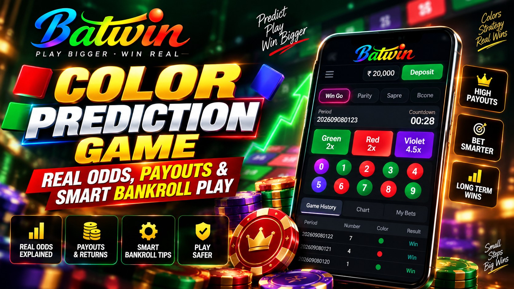 Color Prediction game odds and strategy on Batwin