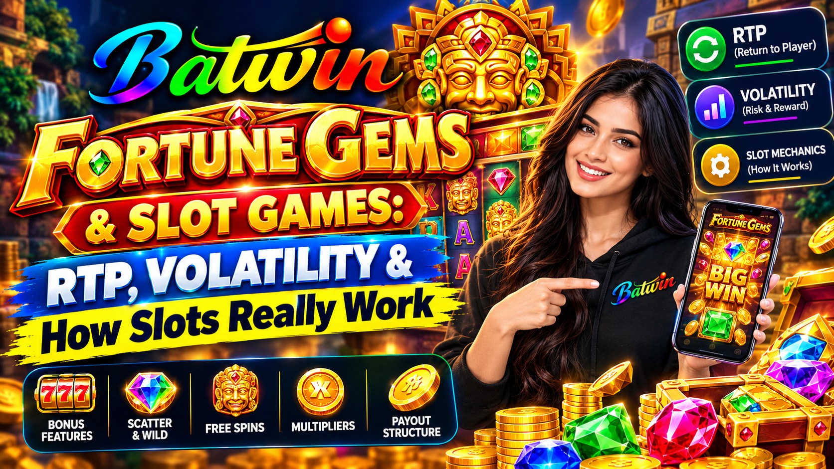 Fortune Gems slot game on Batwin — RTP, volatility and how slots work